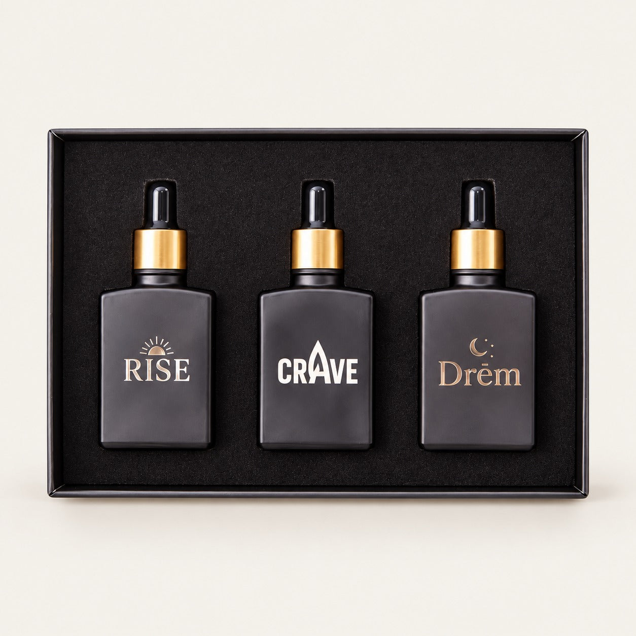 The Ritual Set with Rise, Crave, and Drem in a presentation box